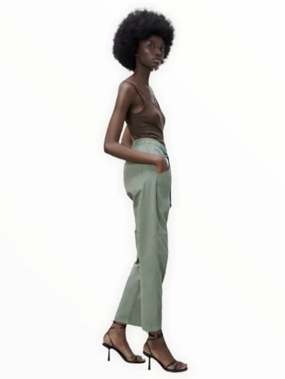 Zara Women’s‎ Jogger Pants In Light Khaki Green Size XL NWOT - Picture 3 of 16